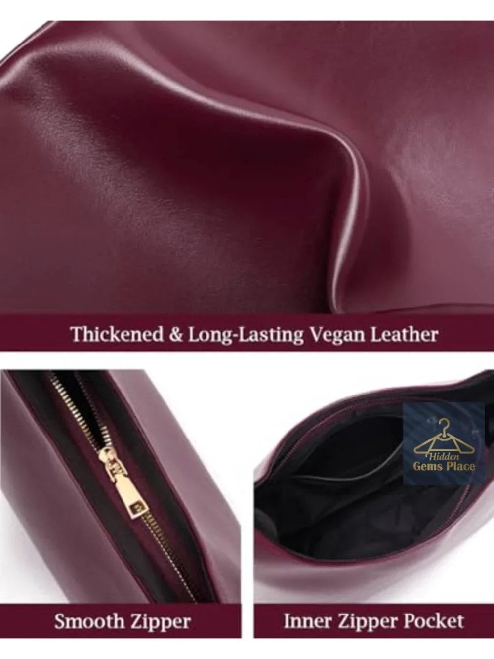 Slouchy Shoulder Bag Vegan Leather Hobo Tote Purse Large Faux Leather Handbag